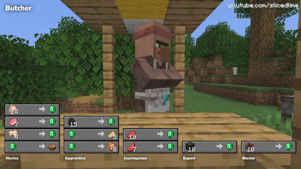 How to trade and exchanges with the villagers in Minecraft butcher