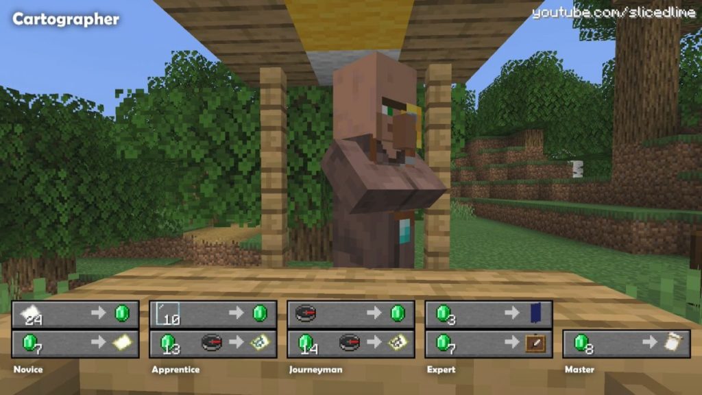 How to trade and exchanges with the villagers in Minecraft cartographer