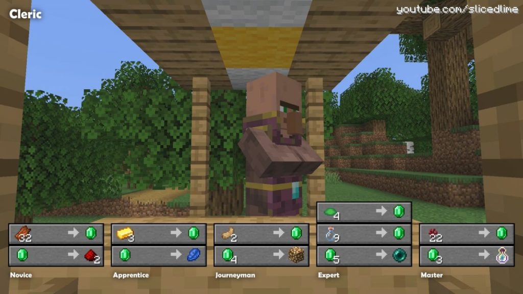 How to trade and exchanges with the villagers in Minecraft cleric