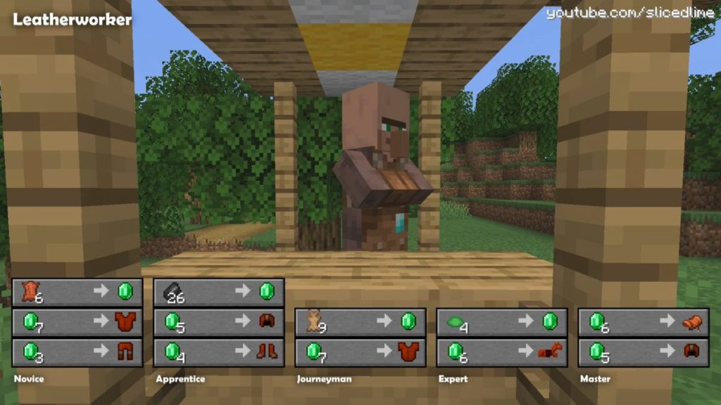 Wie man Handel und Austausch mit den Dorfbewohnern der lederarbeiter in Minecraft