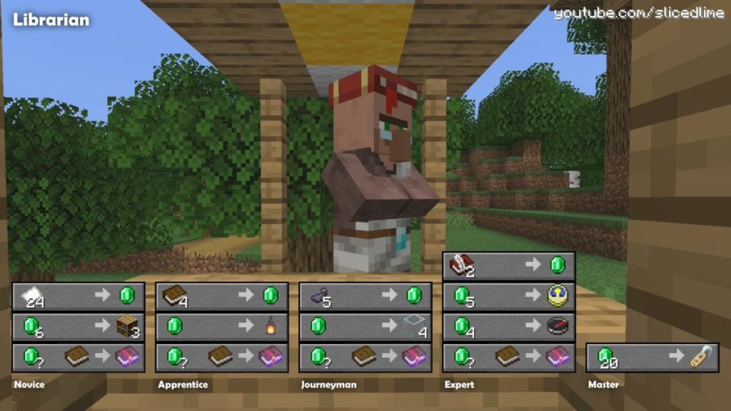 How to trade and exchanges with the villagers in Minecraft librarian