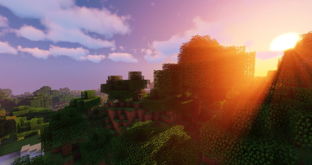 sildur's shaders minecraft : puesta de sol