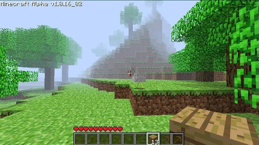 The first appearance of Herobrine in the Alpha version of Minecraft