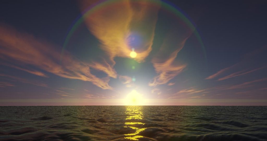 the reflection of the sun on the sea