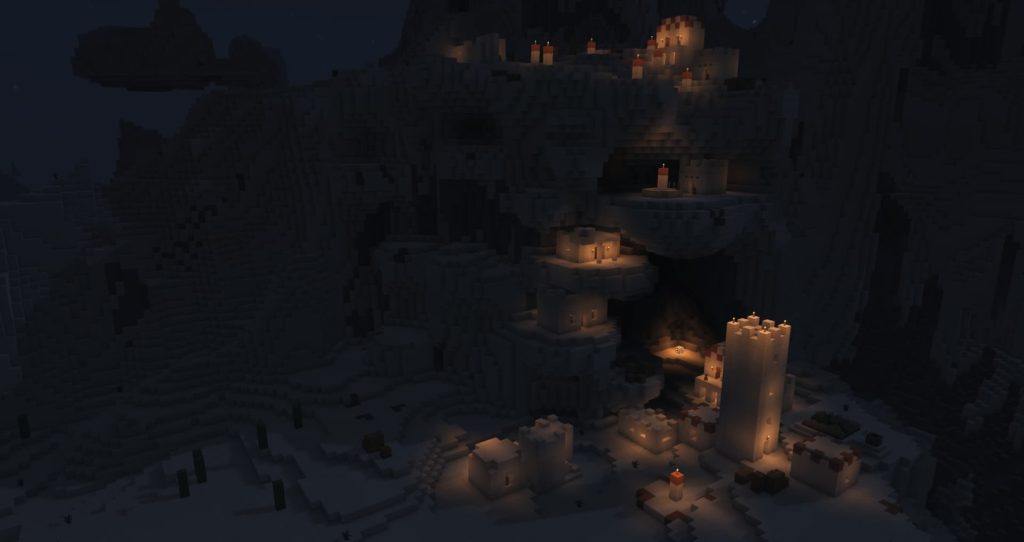 uma aldeia no deserto à noite