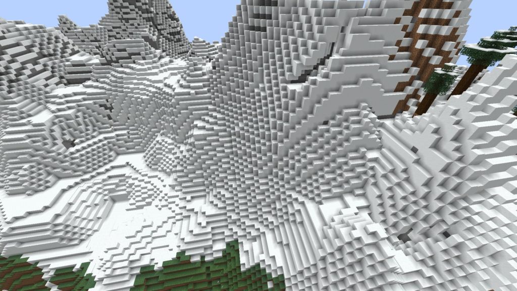Un bioma de ladera nevada. Minecraft 1.18
