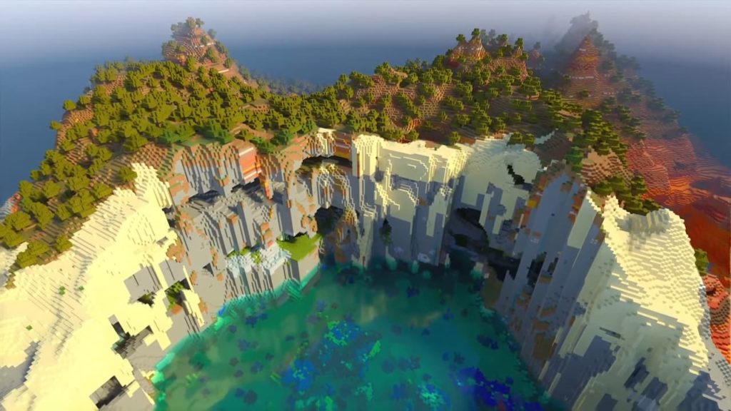 Exuberante cueva en el balneario al aire libre seed minecraft 1.18