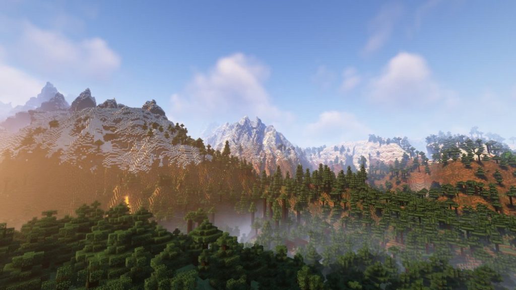 Uma grande cadeia de montanhas em alta altitude seed minecraft 1.18