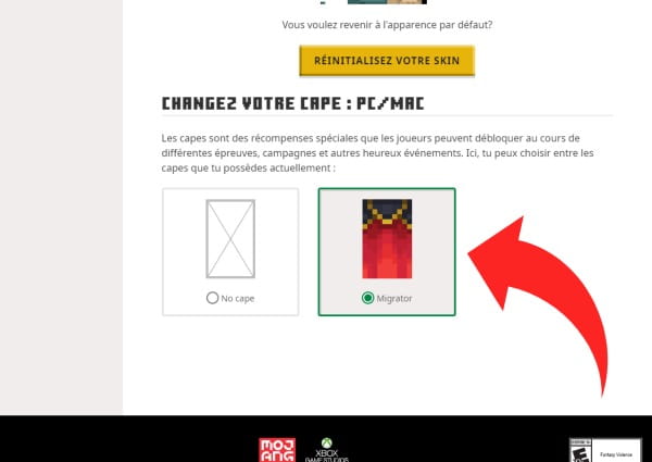 how to get minecraft migrator cape select