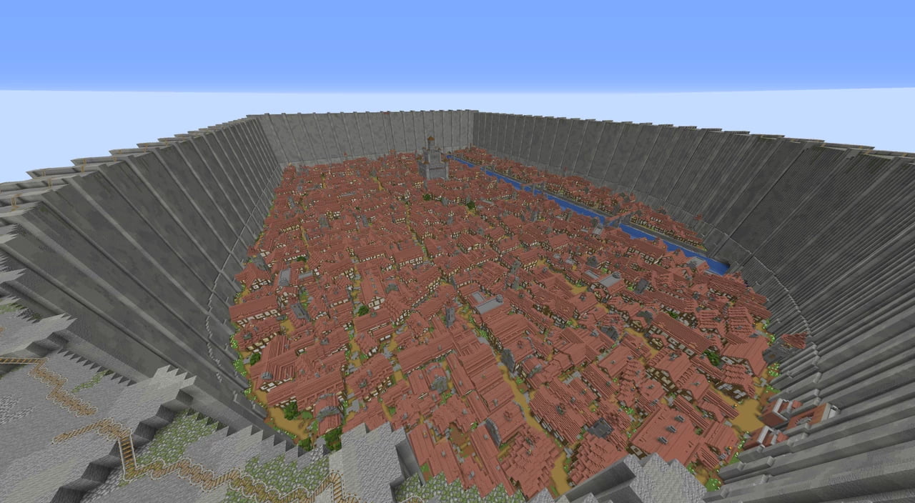 Distrito Shiganshina De Attack On Titan En Un Mapa De Minecraft