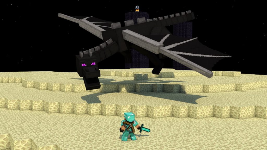 Minecraft wallpaper : fight against the Ender Dragon