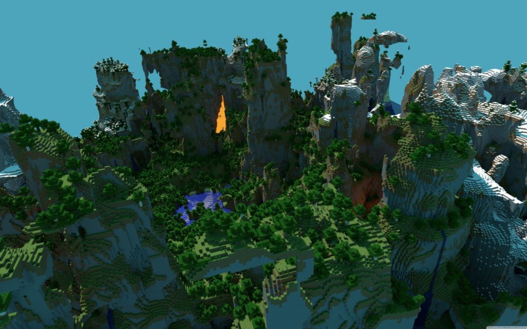 Minecraft cliff and lava wallpaper