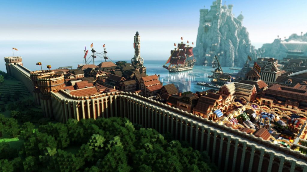 fundo da tela Minecraft : Uma cidade portuária