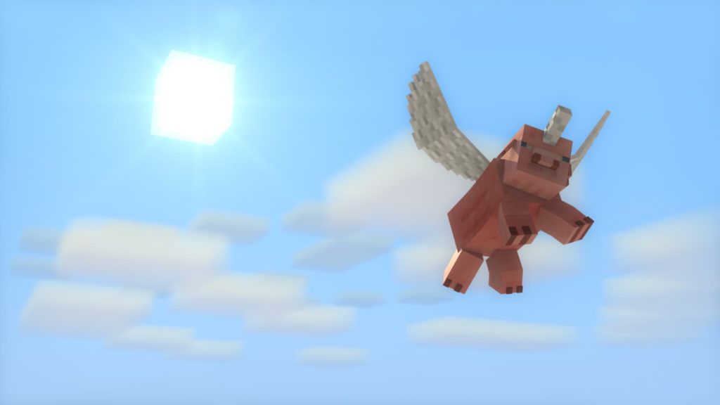 Minecraft bildschirmhintergrund : ein fliegendes Einhornschwein
