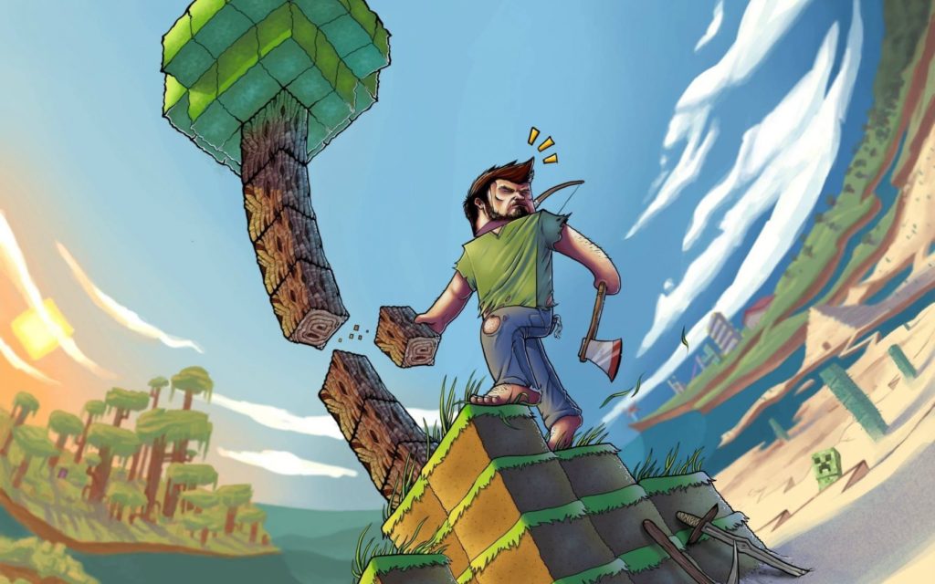 fondo de pantalla de Minecraft : dibujo realista de steve