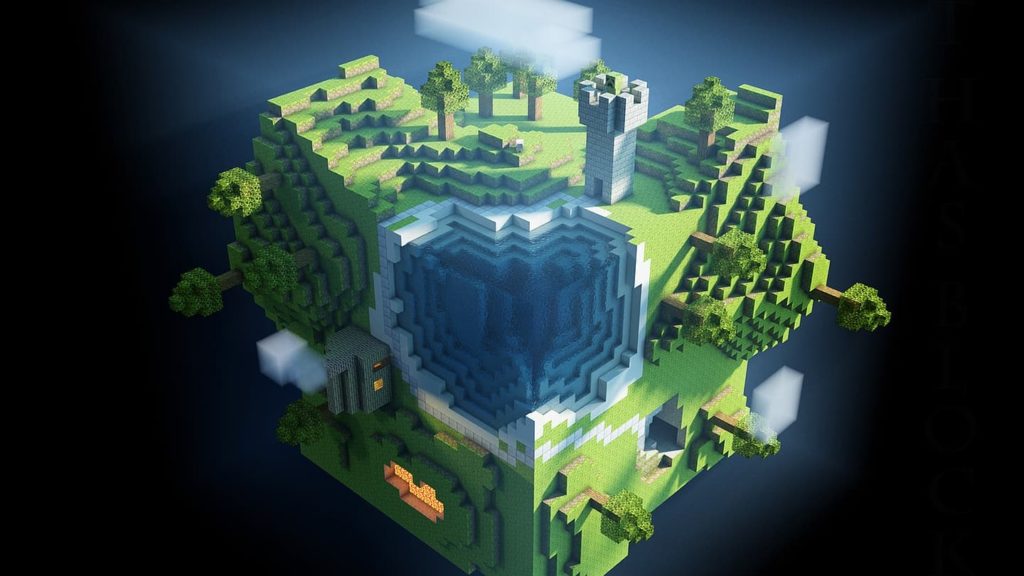 fondo de pantalla de Minecraft : una isla voladora