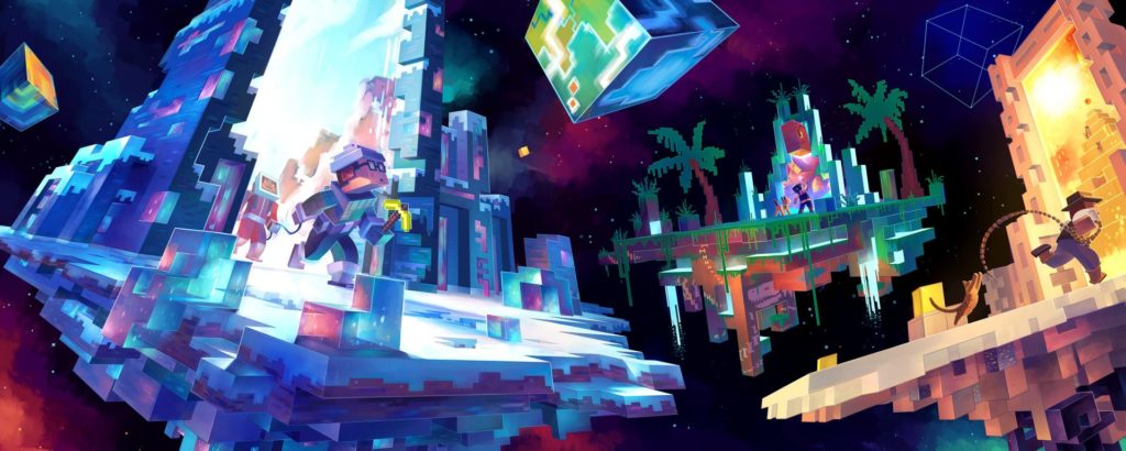 fondo de pantalla de Minecraft : isla voladora y hielo