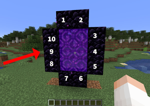 Partial Nether Portal with 10 obsidian blocks