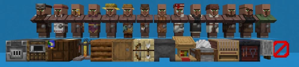 minecraft villager professions corresponding job site blocks