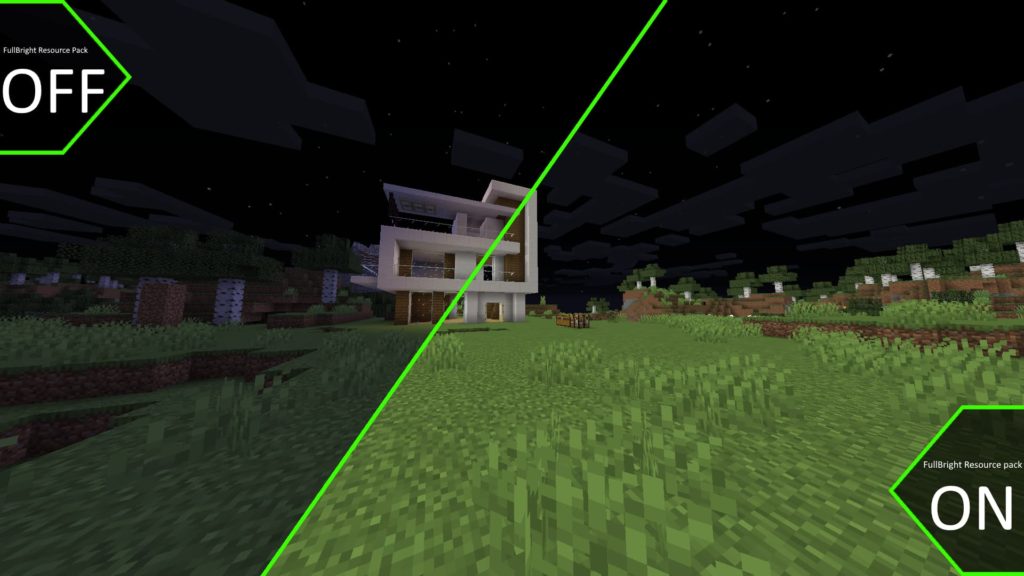 With and without the Full Bright texture pack