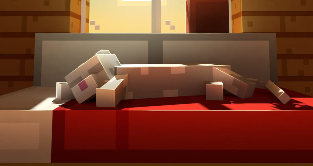 cat minecraft bed