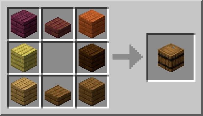 minecraft java Barril crafting