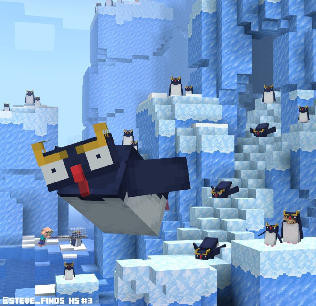 Montagem do pinguim no Minecraft