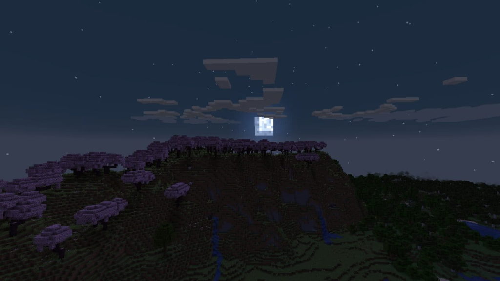 minecraft kirschblütenbaum nacht